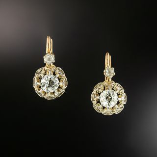 French Belle Époque Diamond Dormeuse Earrings - 2