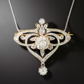 French Belle Epoque Diamond Lavalière/Brooch - 2