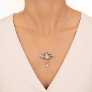 French Belle Epoque Diamond Lavalière/Brooch