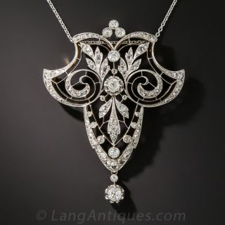French Belle Époque Diamond Lavaliere Necklace - 3