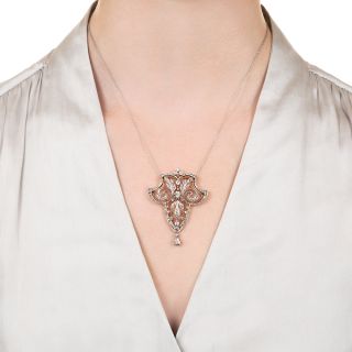 French Belle Époque Diamond Lavaliere Necklace
