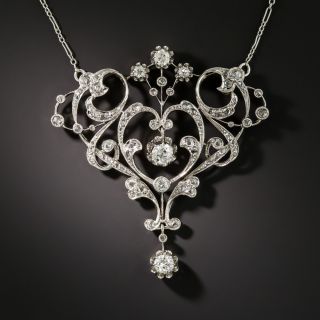 French Belle Epoque Diamond Pendant Necklace - 3