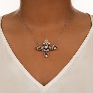 French Belle Epoque Diamond Scroll Necklace/Brooch
