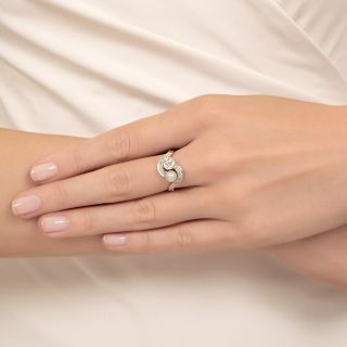 French Belle Epoque Moi et Toi Pearl and Diamond Ring