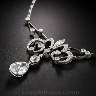 French Belle Époque Necklace 1.25 Carat Pear Shape Diamond