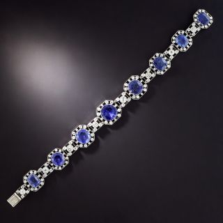 French Belle Epoque No-Heat Ceylon Sapphire and Diamond Bracelet - 2