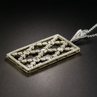 French Belle Epoque Onyx Diamond Pendant Necklace
