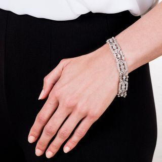 French Belle Epoque Platinum Diamond Bracelet