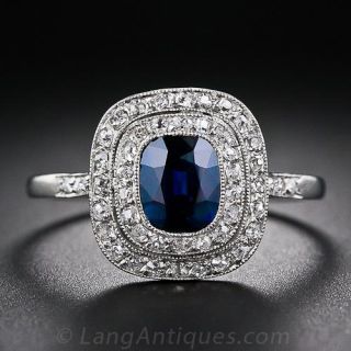 French Belle Époque Sapphire and Diamond Ring