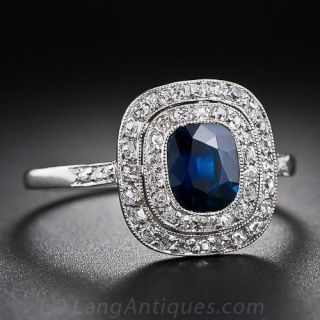 French Belle Époque Sapphire and Diamond Ring