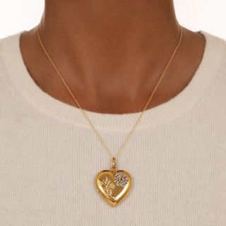French Butterfly and Flower Heart Locket
