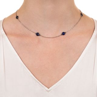 French Cabochon Sapphire Chain Necklace