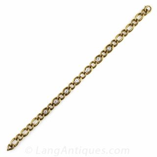 French Cartier Diamond 18K Yellow Gold Bracelet, Circa 1890