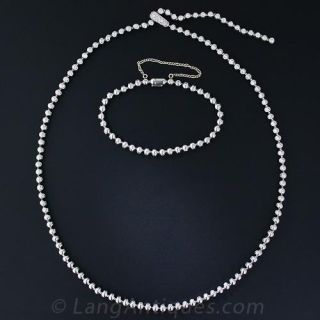 French Cartier Diamond Necklace and Bracelet