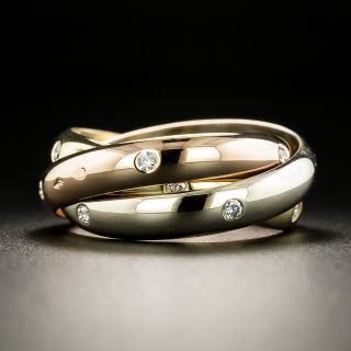 French Cartier Tri-Color Diamond Rolling Rings  - 2
