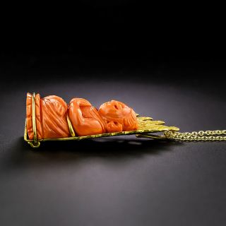French Coral Buddha Pendant