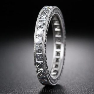 French-Cut Platinum and Diamond Eternity Band