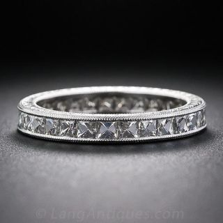French-Cut Platinum and Diamond Eternity Band