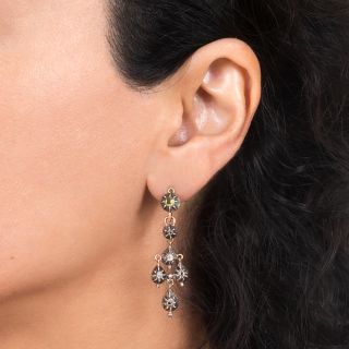 French Day/Night Diamond Drop Earrings, Circa 1840s