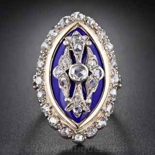 French Diamond and Enamel Dinner Ring