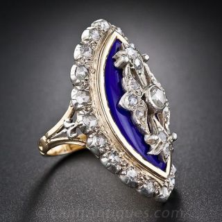 French Diamond and Enamel Dinner Ring