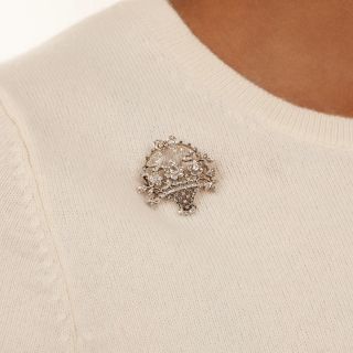 French Diamond Flower Basket Brooch, Circa 1900