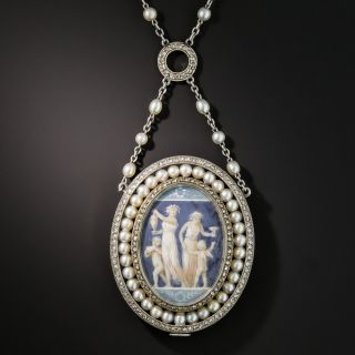 French Diamond Pendant Watch Necklace - 1