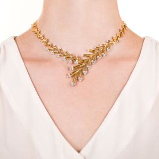French Diamond Spray Necklace by Verger Frères