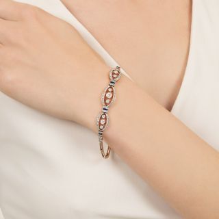 French Early-Art Deco Diamond And Calibre Sapphire Bracelet