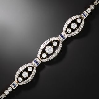 French Early-Art Deco Diamond And Calibre Sapphire Bracelet - 2