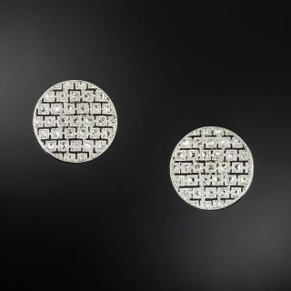 French Early-Art Deco Diamond Circle Earrings - 2