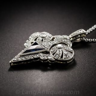 French Edwardian Sapphire and Diamond Pendant