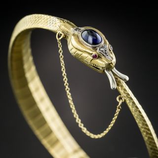 French Egyptian Revival Cobra Bangle Bracelet - 1