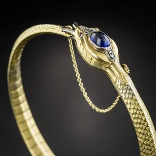 French Egyptian Revival Cobra Bangle Bracelet