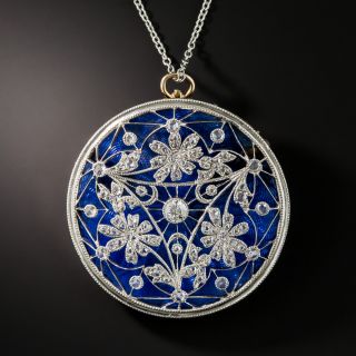 French <em>Belle Époque</em>  Enamel Diamond Brooch Necklace - 1