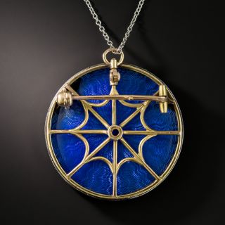 French Belle &Eacute;poque  Enamel Diamond Brooch Necklace