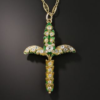 French Enamel and Diamond Palm Sunday Cross - 1