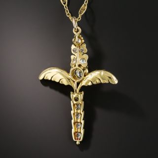 French Enamel and Diamond Palm Sunday Cross