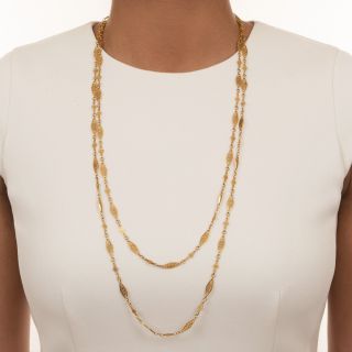 French Fancy Link 62 Inch Long Chain Necklace 