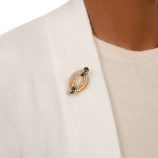 French Frosted Rock Crystal, Diamond and Sapphire Brooch
