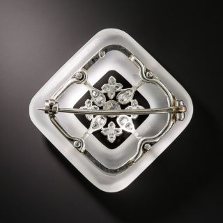 French Frosted Rock Crystal Quartz and Diamond Pin