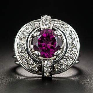 French Grape Garnet and Diamond Circular Dome Ring   - 1