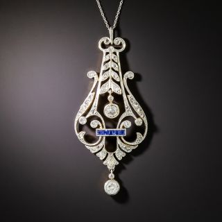 French La Belle Époque Diamond and Sapphire Lavalier - 3