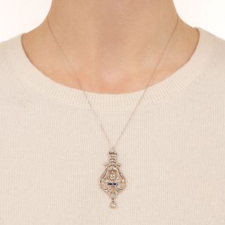 French La Belle Époque Diamond and Sapphire Lavalier
