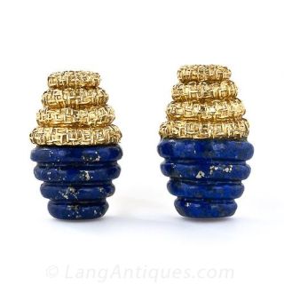 French Lapis Lazuli 18 Karat Gold Cufflinks