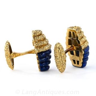 French Lapis Lazuli 18 Karat Gold Cufflinks