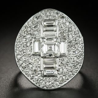 French Large Scale Art Deco Diamond Dinner Ring - 1
