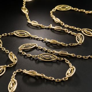French Long 18K Gold Chain Necklace - 2