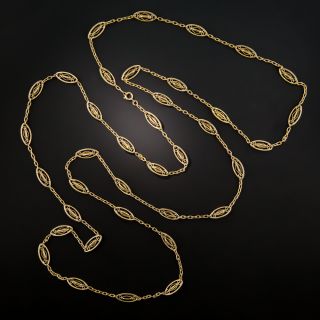 French Long 18K Gold Chain Necklace