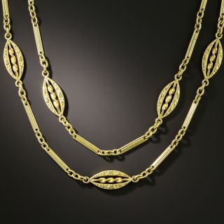 French Long Fancy Link 18K Necklace - 2